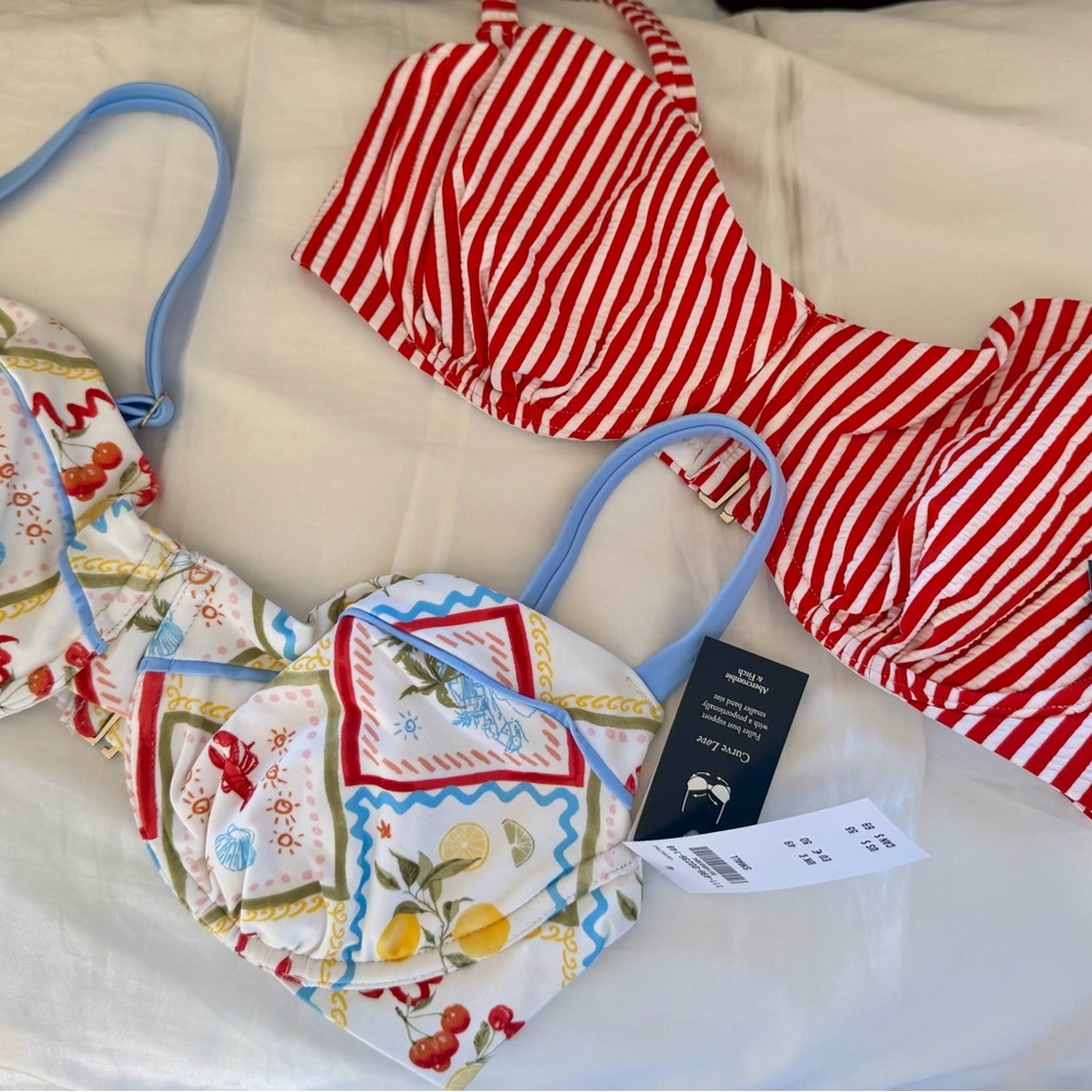 Abercrombie & Fitch Red and Multicolor Bikini tops